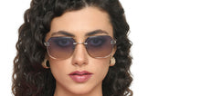 Load image into Gallery viewer, Silver Rectangle/ Square Rimless Unisex Sunglasses by Vincent Chase-216043