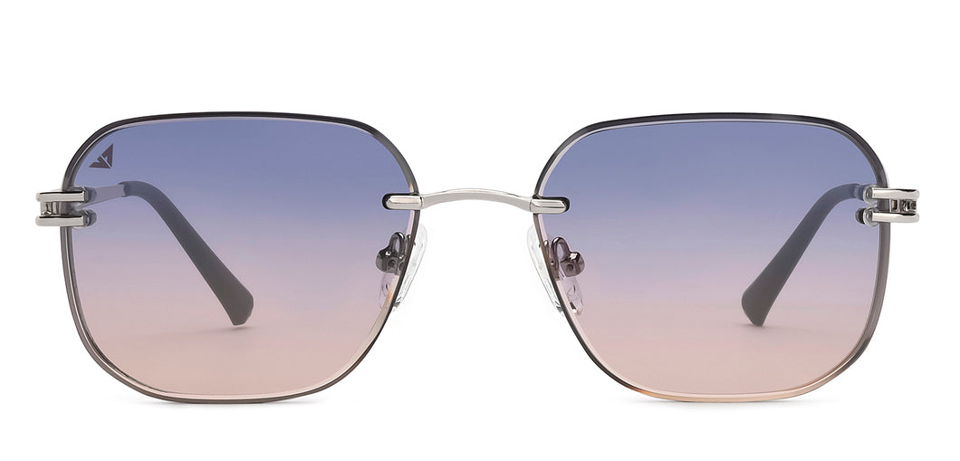 Silver Rectangle/ Square Rimless Unisex Sunglasses by Vincent Chase-216043