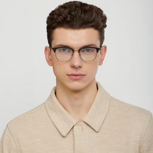 Black Rectangle Full Rim Men Eyeglasses by Fossil-202105