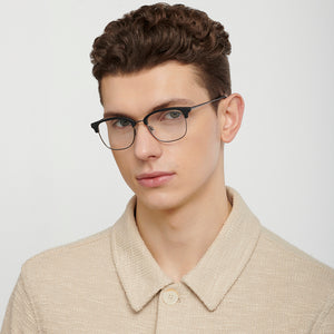 Black Rectangle Full Rim Men Eyeglasses by Fossil-202105