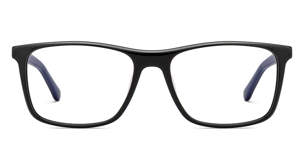 Black Rectangle Full Rim Unisex Eyeglasses by Fossil-205583