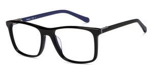 Black Rectangle Full Rim Unisex Eyeglasses by Fossil-205583