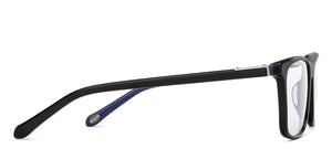 Black Rectangle Full Rim Unisex Eyeglasses by Fossil-205583