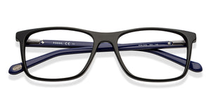 Black Rectangle Full Rim Unisex Eyeglasses by Fossil-205583