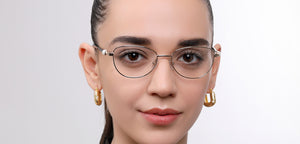 Gold Cat Eye Full Rim Women Eyeglasses by John Jacobs-225395