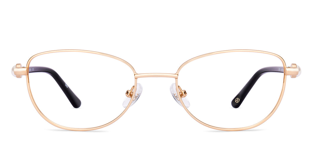 Gold Cat Eye Full Rim Women Eyeglasses by John Jacobs-225395