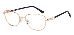 Gold Cat Eye Full Rim Women Eyeglasses by John Jacobs-225395