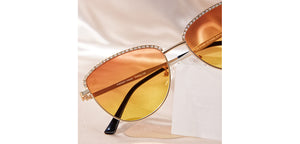 Gold Cat Eye Full Rim Women Sunglasses by Vincent Chase Polarized-212905