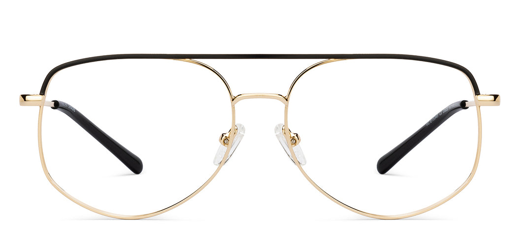 Gold Geometric Full Rim Unisex Eyeglasses by Vincent Chase Online-206262
