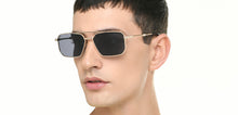 Load image into Gallery viewer, Gold Rectangle/ Square Full Rim Unisex Sunglasses by Vincent Chase Polarized-221883