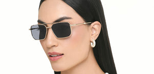 Gold Rectangle/ Square Full Rim Unisex Sunglasses by Vincent Chase Polarized-221883