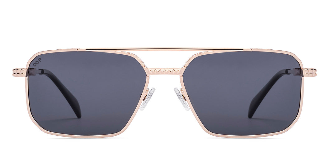 Gold Rectangle/ Square Full Rim Unisex Sunglasses by Vincent Chase Polarized-221883