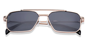 Gold Rectangle/ Square Full Rim Unisex Sunglasses by Vincent Chase Polarized-221883