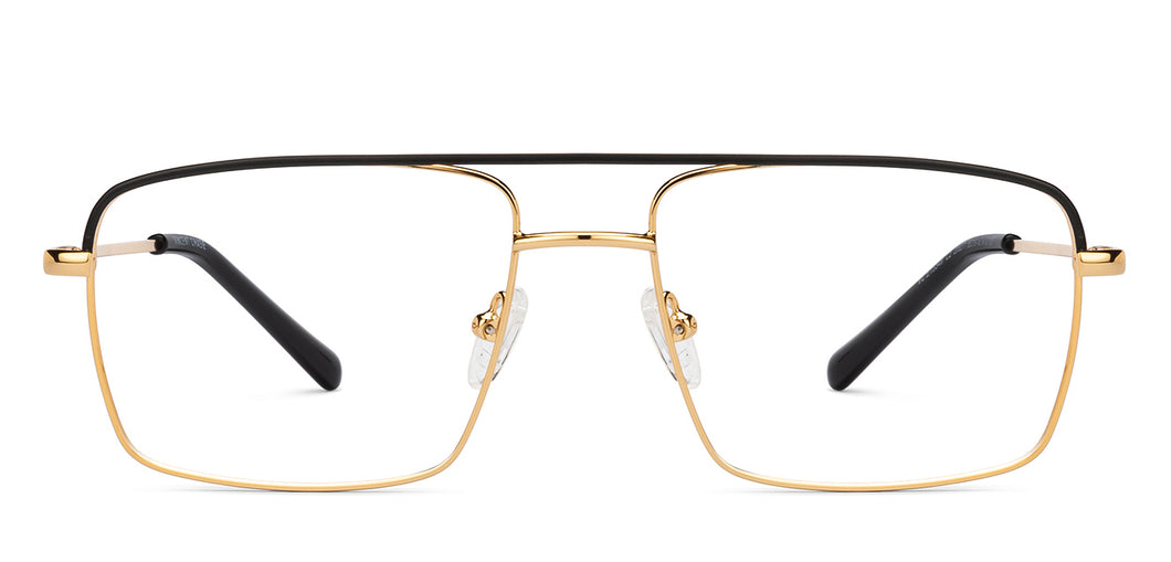 Gold Rectangle Full Rim Unisex Eyeglasses by Vincent Chase Online-206271