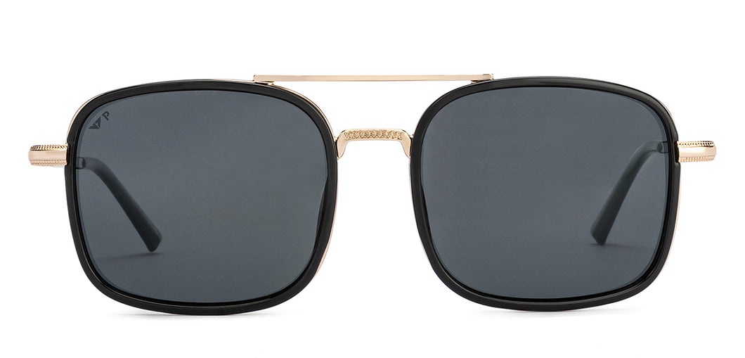 Gold Rectangle Full Rim Unisex Sunglasses by Vincent Chase-215945