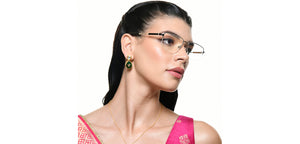 Black Silver Rectangle Half Rim Unisex Eyeglasses by Lenskart STUDIO-224351