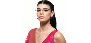 Black Silver Rectangle Half Rim Unisex Eyeglasses by Lenskart STUDIO-224351