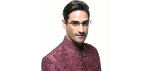 Black Silver Rectangle Half Rim Unisex Eyeglasses by Lenskart STUDIO-224351