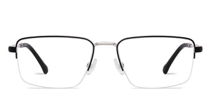 Black Silver Rectangle Half Rim Unisex Eyeglasses by Lenskart STUDIO-224351