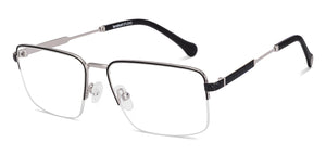 Black Silver Rectangle Half Rim Unisex Eyeglasses by Lenskart STUDIO-224351