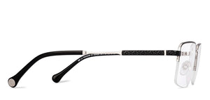 Black Silver Rectangle Half Rim Unisex Eyeglasses by Lenskart STUDIO-224351