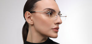 Gold Rectangle Rimless Unisex Eyeglasses by John Jacobs-217757