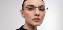Load image into Gallery viewer, Gold Rectangle Rimless Unisex Eyeglasses by John Jacobs-217757