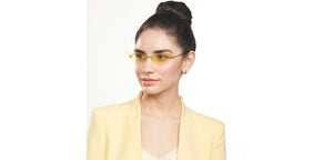 Gold Cat Eye Rimless Women Sunglasses by OJOS-205638