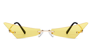 Gold Cat Eye Rimless Women Sunglasses by OJOS-205638