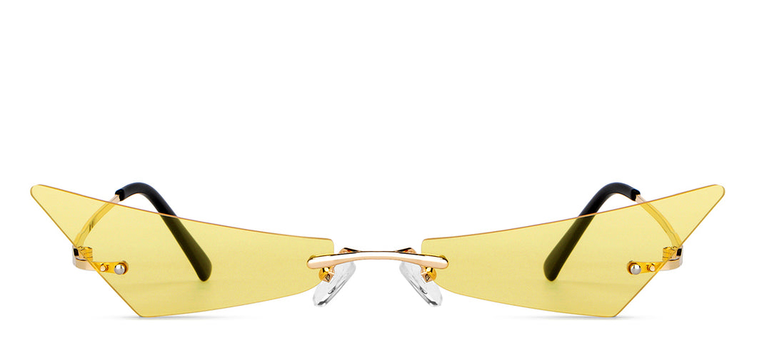 Gold Cat Eye Rimless Women Sunglasses by OJOS-205638