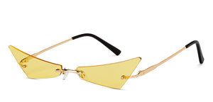 Gold Cat Eye Rimless Women Sunglasses by OJOS-205638