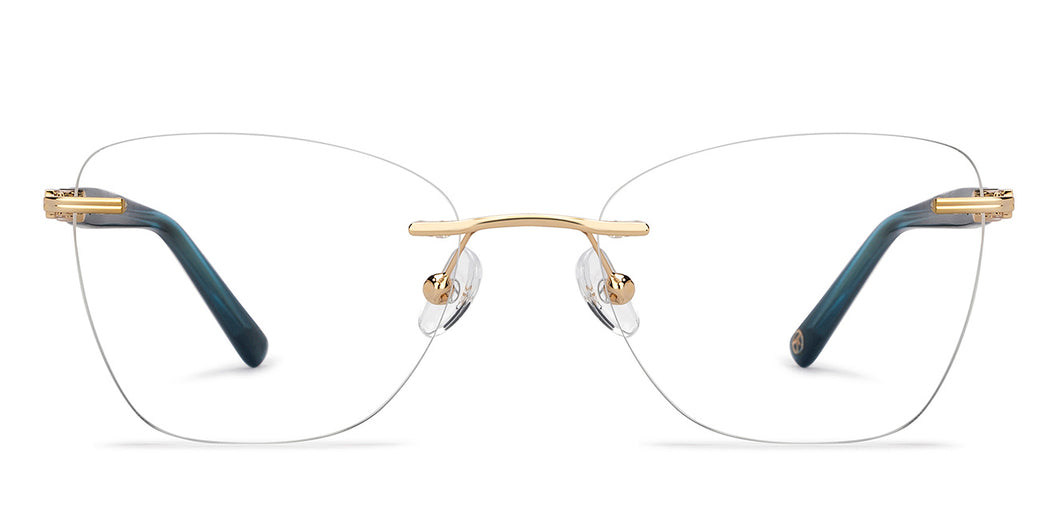 Gold Rectangle Rimless Unisex Eyeglasses by John Jacobs-213469