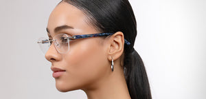 Blue Rectangle Rimless Unisex Eyeglasses by John Jacobs-225403