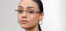 Load image into Gallery viewer, Blue Rectangle Rimless Unisex Eyeglasses by John Jacobs-225403
