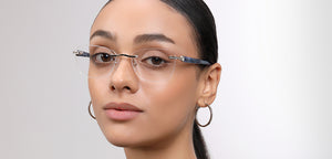 Blue Rectangle Rimless Unisex Eyeglasses by John Jacobs-225403