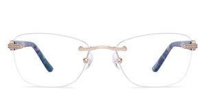 Blue Rectangle Rimless Unisex Eyeglasses by John Jacobs-225403