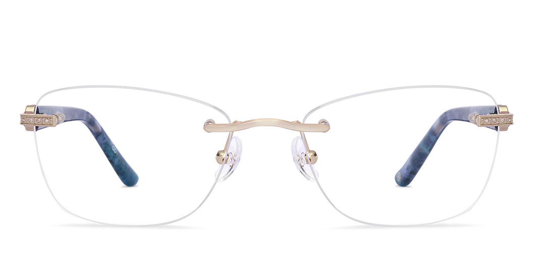 Blue Rectangle Rimless Unisex Eyeglasses by John Jacobs-225403
