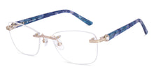 Load image into Gallery viewer, Blue Rectangle Rimless Unisex Eyeglasses by John Jacobs-225403
