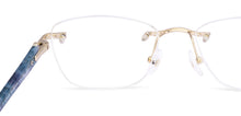 Load image into Gallery viewer, Blue Rectangle Rimless Unisex Eyeglasses by John Jacobs-225403