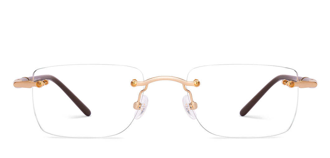 Brown Rectangle Rimless Unisex Eyeglasses by John Jacobs-228261