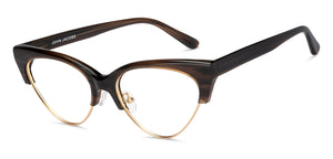 Gold Cat Eye Full Rim Women Eyeglasses by John Jacobs-201664