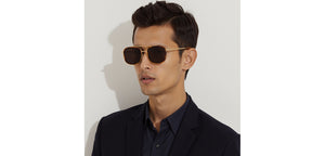 Gold Aviator Full Rim Unisex Sunglasses by John Jacobs-236889
