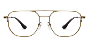 Gold Geometric Full Rim Unisex Eyeglasses by Vincent Chase Online-208212
