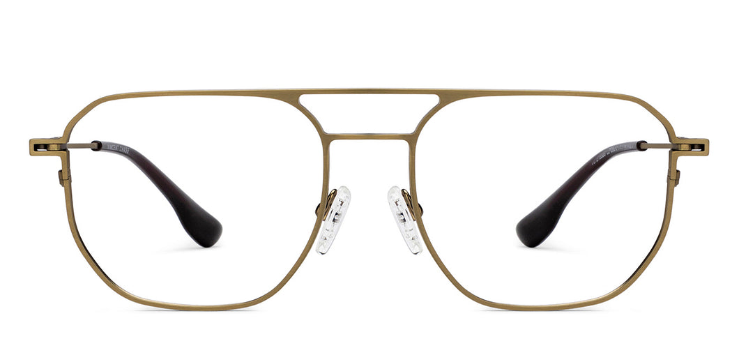 Gold Geometric Full Rim Unisex Eyeglasses by Vincent Chase Online-208212