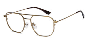 Gold Geometric Full Rim Unisex Eyeglasses by Vincent Chase Online-208212