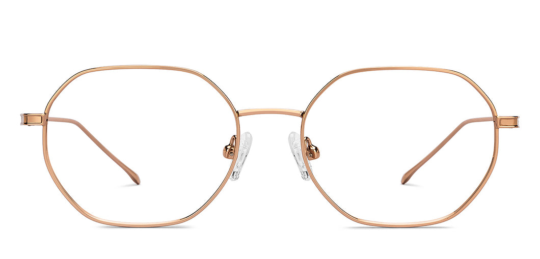 Gold Geometric Full Rim Unisex Eyeglasses by Lenskart Air-211609