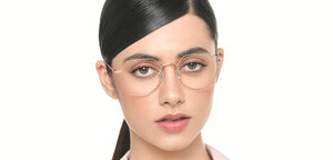 Gold Geometric Full Rim Unisex Eyeglasses by Vincent Chase-218983
