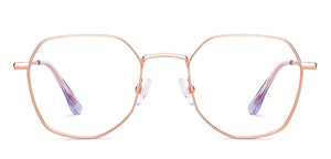 Gold Geometric Full Rim Unisex Eyeglasses by Vincent Chase-218983