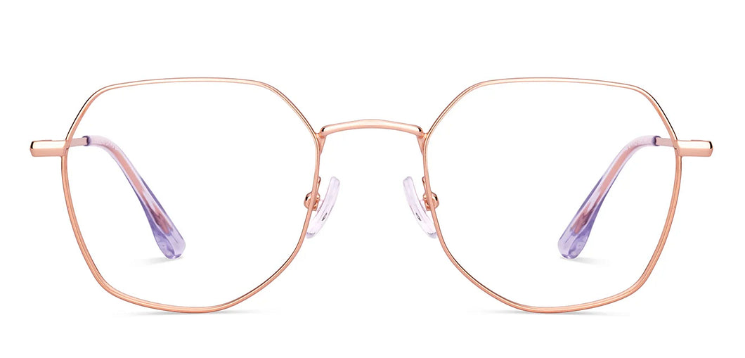Gold Geometric Full Rim Unisex Eyeglasses by Vincent Chase-218983