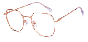 Gold Geometric Full Rim Unisex Eyeglasses by Vincent Chase-218983
